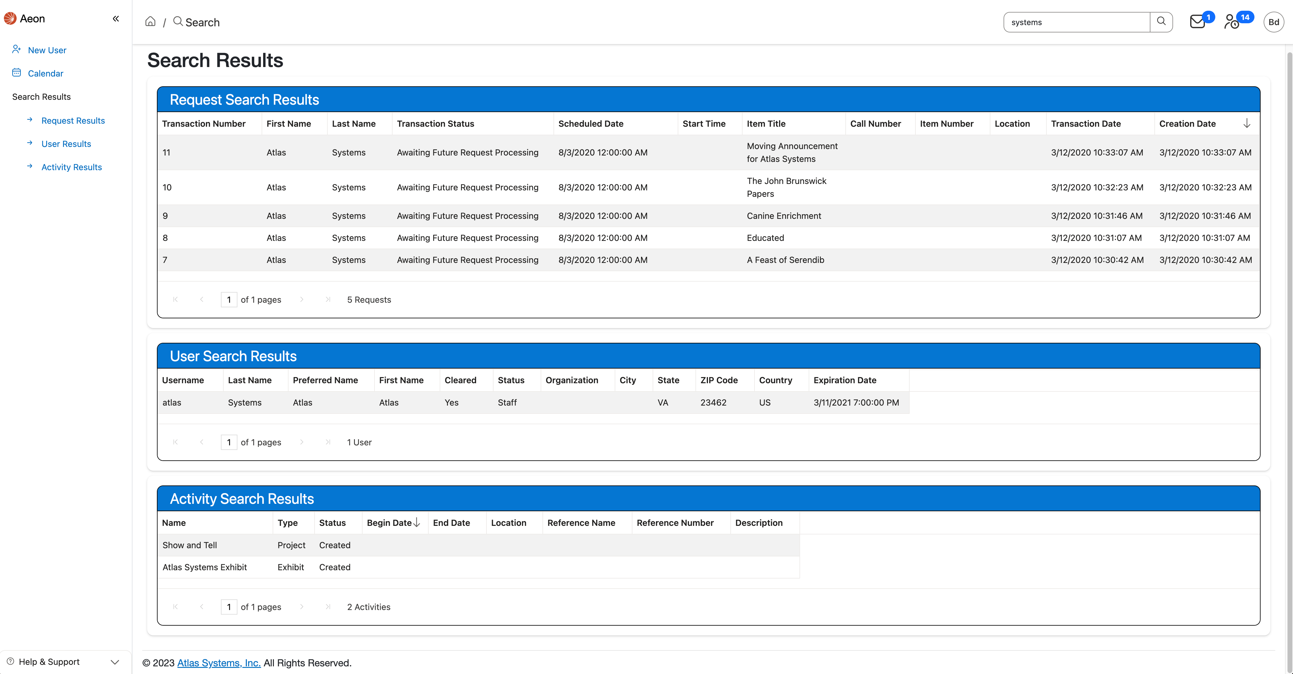 Search Results Page